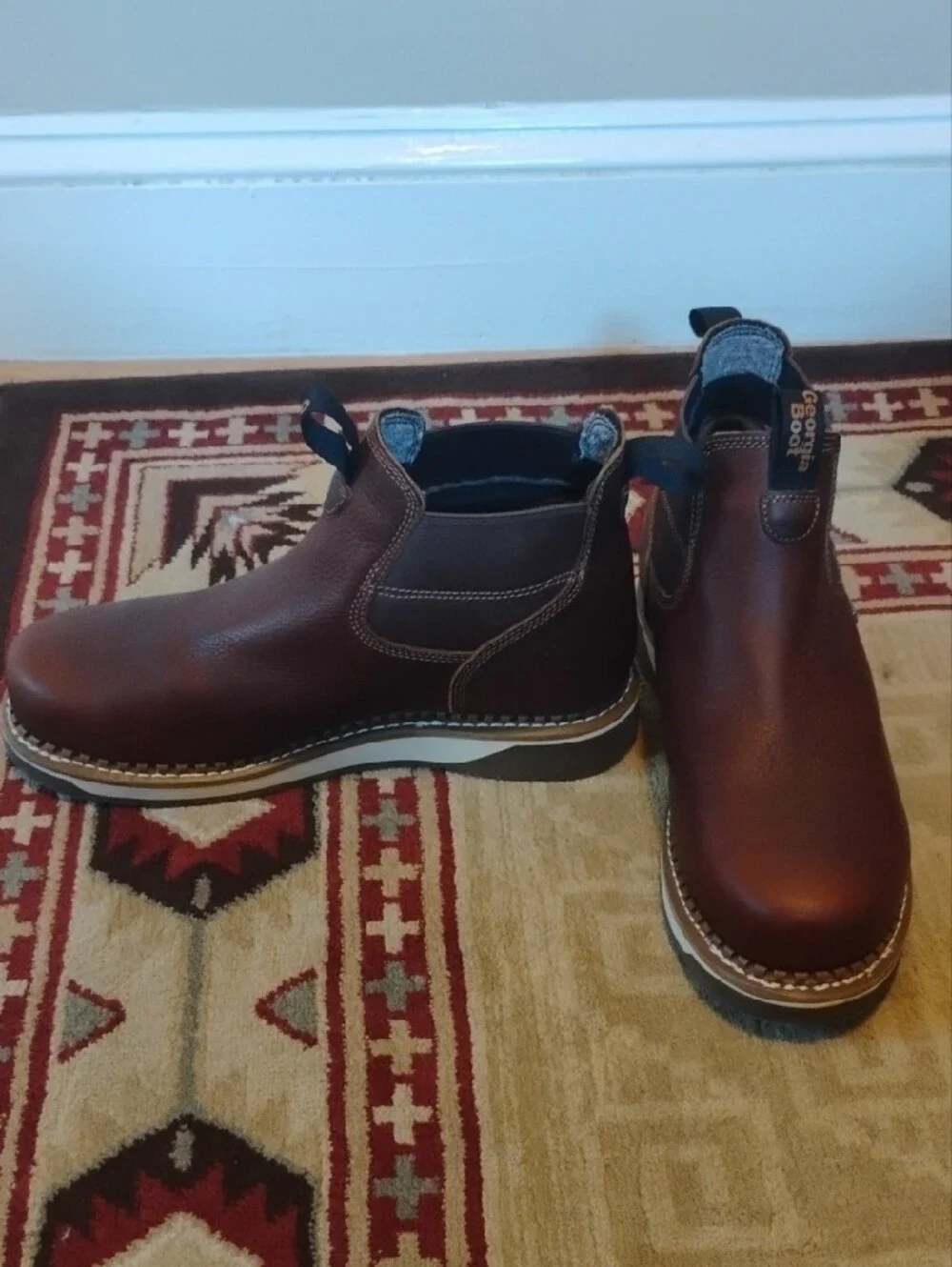 Georgia Boot Brown Leather Chelsea Work Boots